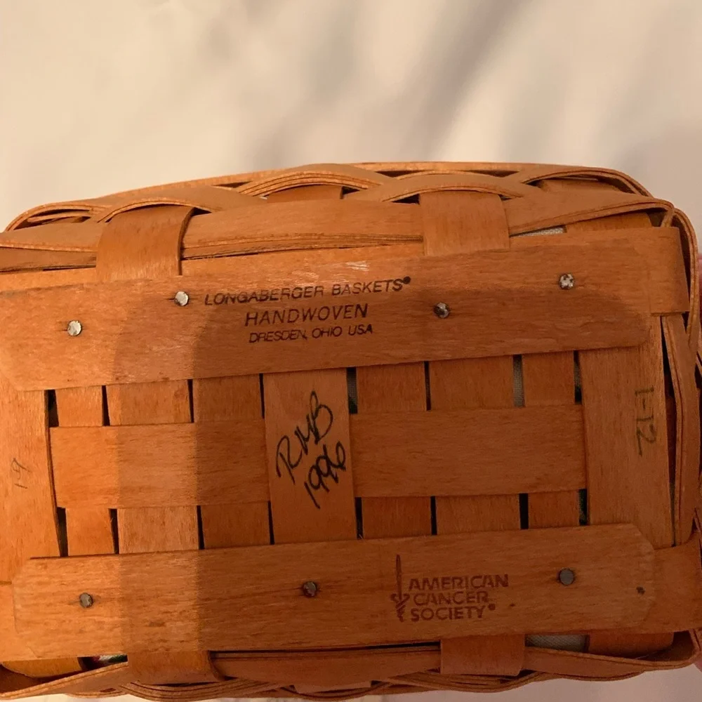 Longaberger 1996 Horizon Of Hope Cancer Basket. 2nd In The Series.